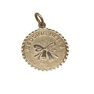 Vintage Gold-Toned "Wedding Bells" Charm Pendant